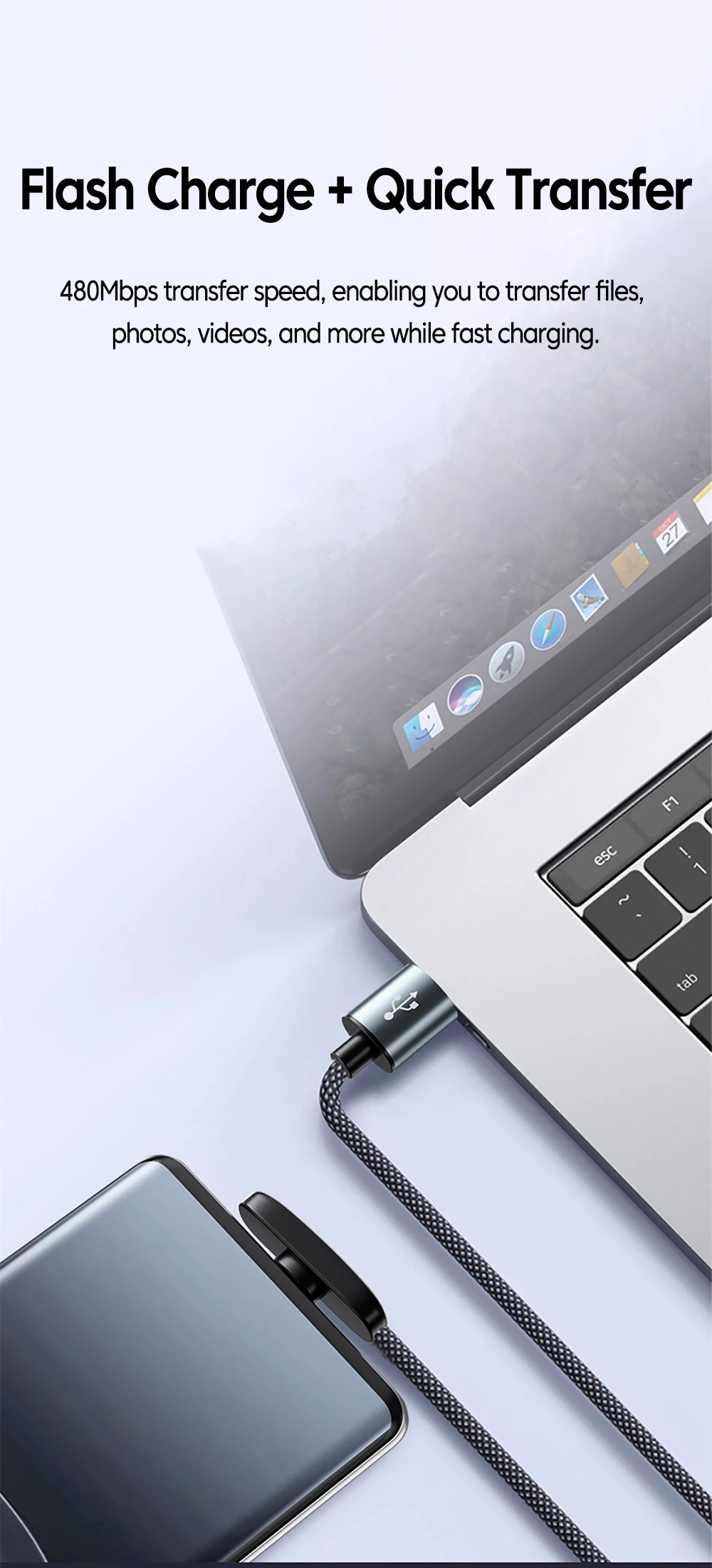 100W USB to Type C Fast Charging 90° Elbow Data Cable PD USB C Super Charging Game Cable for Samsung S23 S22 Huawei POCO Realme