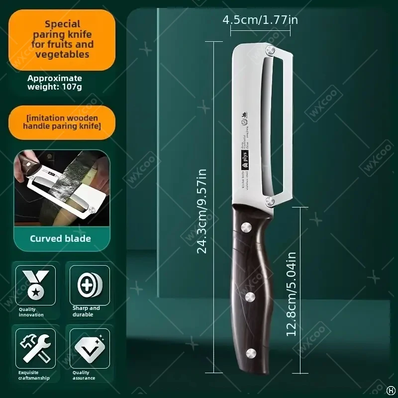 WXCOO Stainless Steel Fruit Peeler Wooden Handle Paring Knife Planer Sugarcane Household Thick Fruits Vegetables Scraping Tools