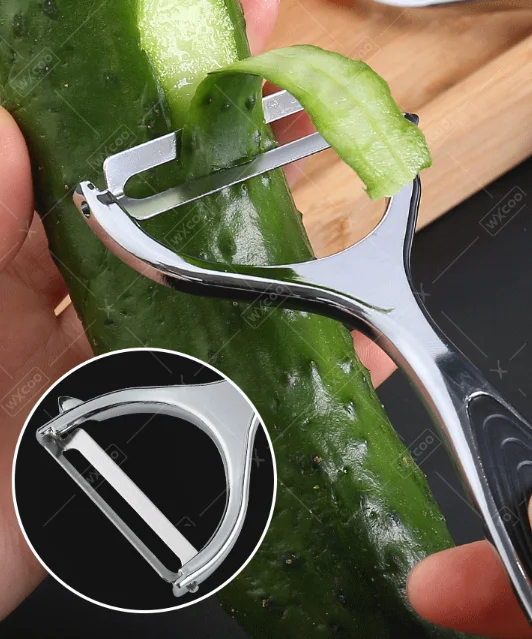 WXCOO Stainless Steel Fruit Peeler Wooden Handle Paring Knife Planer Sugarcane Household Thick Fruits Vegetables Scraping Tools