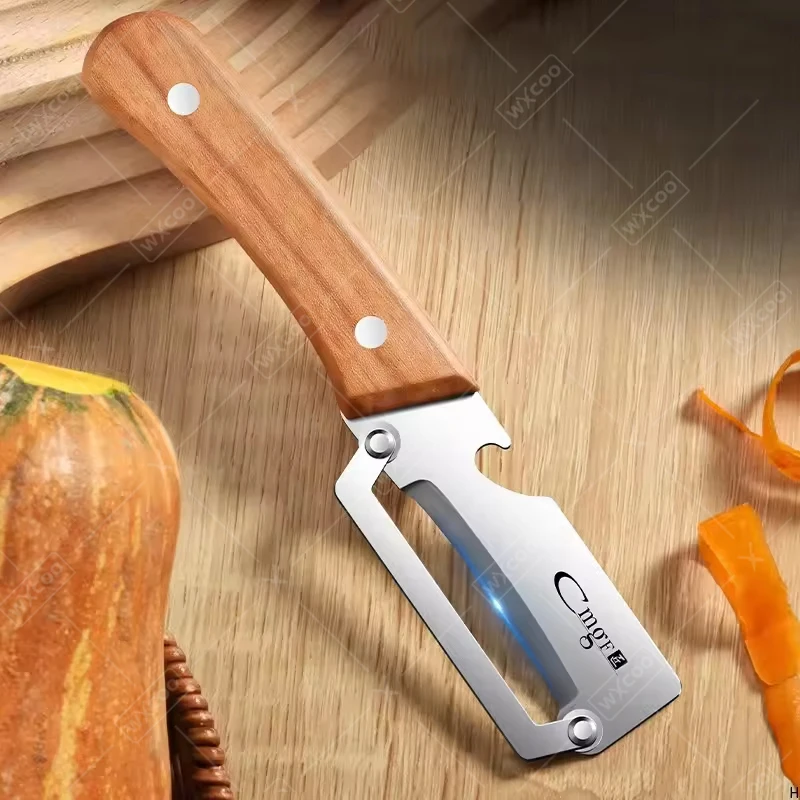 WXCOO Stainless Steel Fruit Peeler Wooden Handle Paring Knife Planer Sugarcane Household Thick Fruits Vegetables Scraping Tools