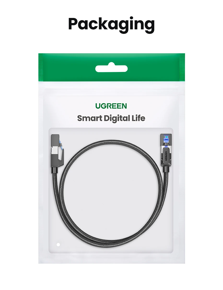UGREEN CAT 8 Ethernet Cable High Speed Braided 40Gbps 2000MHz Network Lan Cord RJ45 Shielded Indoor for Router PC PS5 Modem Xbox