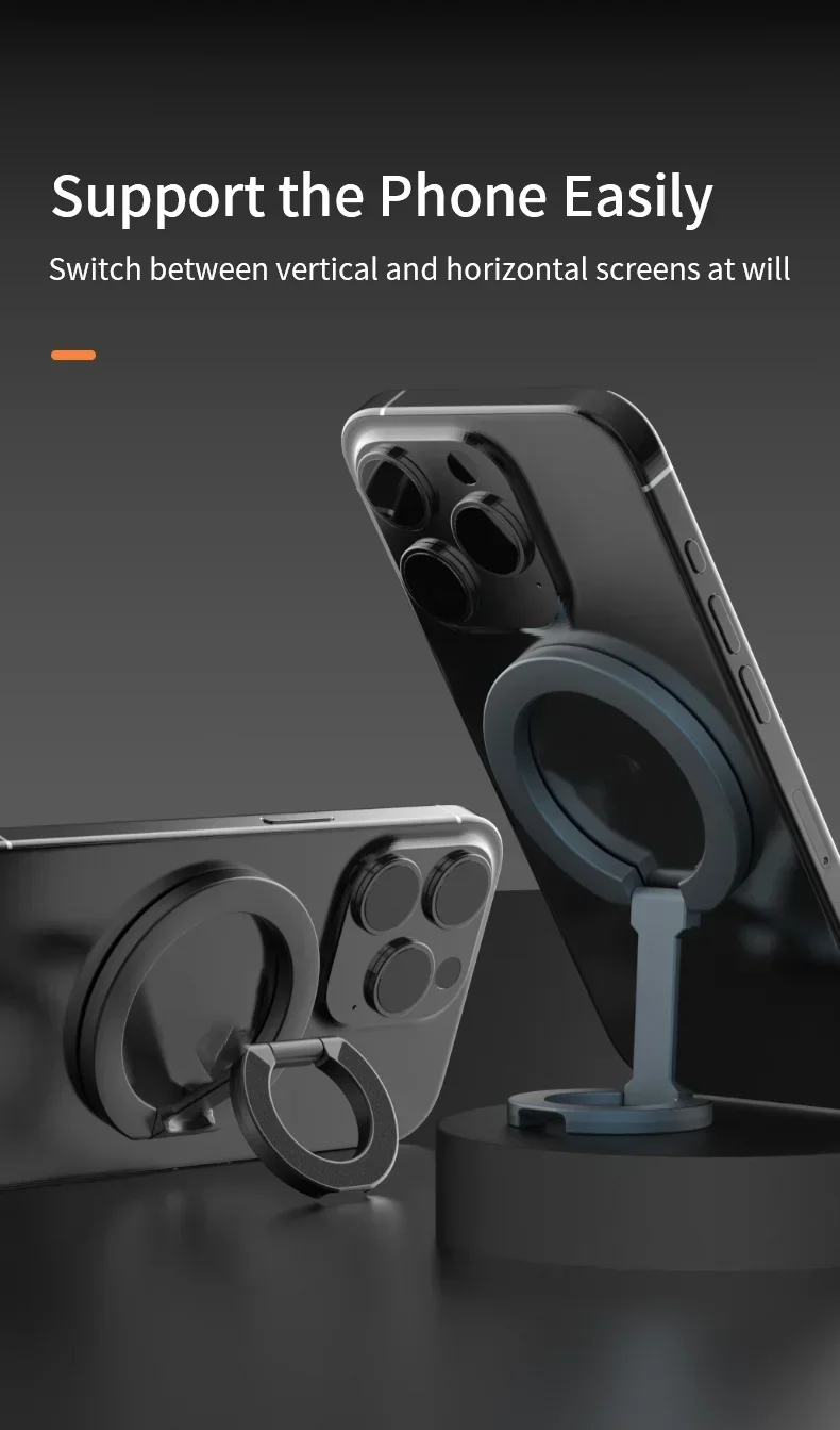 2026 New Magnetic Phone Ring Holder 360° Rotation Foldable Stand Double Sided Strong Magnet For Magsafe iPhone Samsung Holder