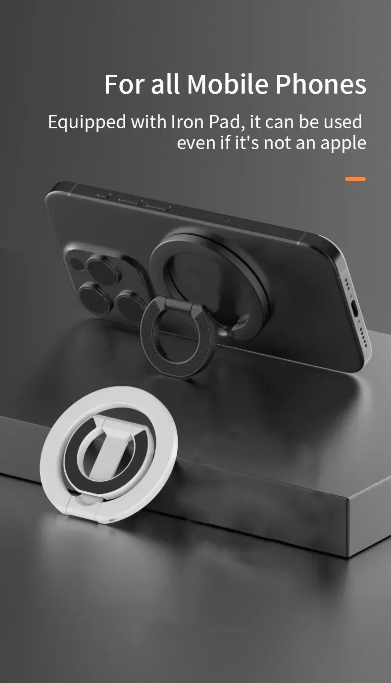 2026 New Magnetic Phone Ring Holder 360° Rotation Foldable Stand Double Sided Strong Magnet For Magsafe iPhone Samsung Holder