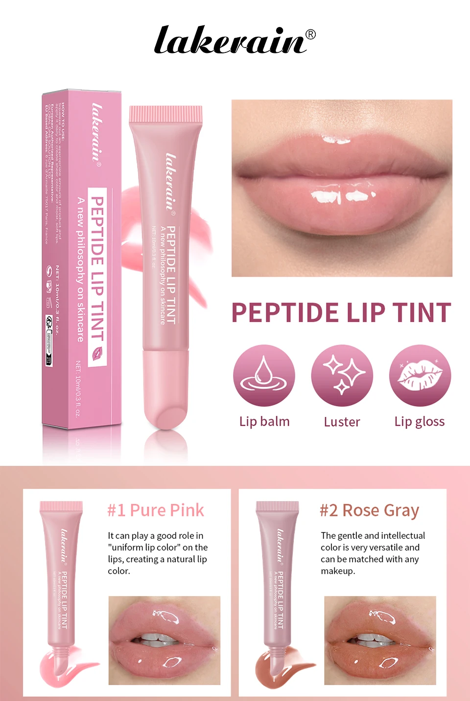 10ml Mirror Lip Glaze Moisturizes Jelly Lip Enrichment Oil Lasting Water Light Glass Lip Oil Remove Line Lip Protection Serum