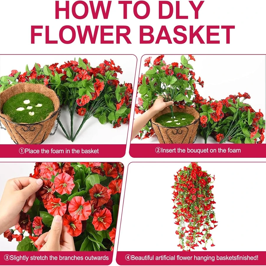 1/2Pcs Artificial Flowers Vine Morning Glory Wedding Bridal Home Room Table Festival Decor Outdoor Yard Garden Arch DIY Gift Box