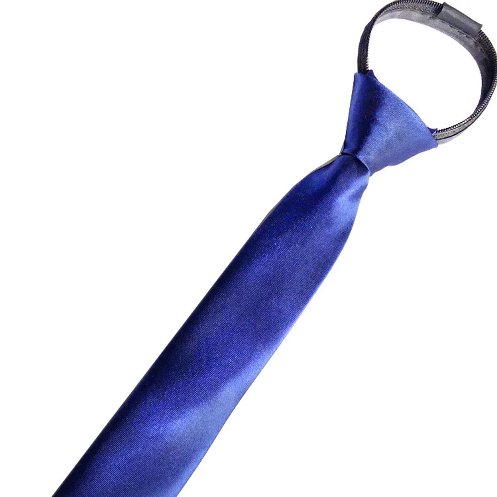 Men's Formal Zipper Necktie Red Dark Blue Black Color Polyester Satin Tie For Men Vintage Decoration Necktie Wedding Accessories