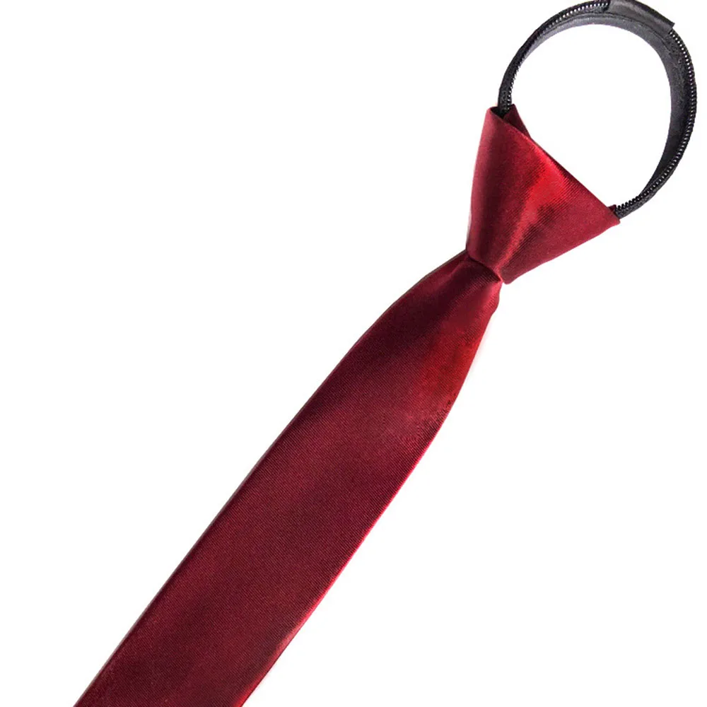 Men's Formal Zipper Necktie Red Dark Blue Black Color Polyester Satin Tie For Men Vintage Decoration Necktie Wedding Accessories