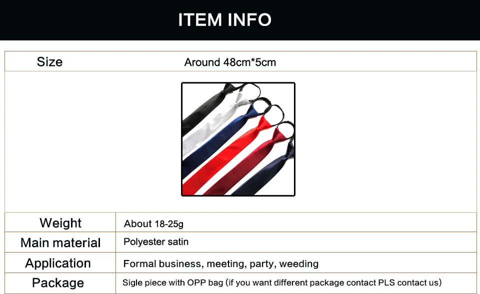 Men's Formal Zipper Necktie Red Dark Blue Black Color Polyester Satin Tie For Men Vintage Decoration Necktie Wedding Accessories