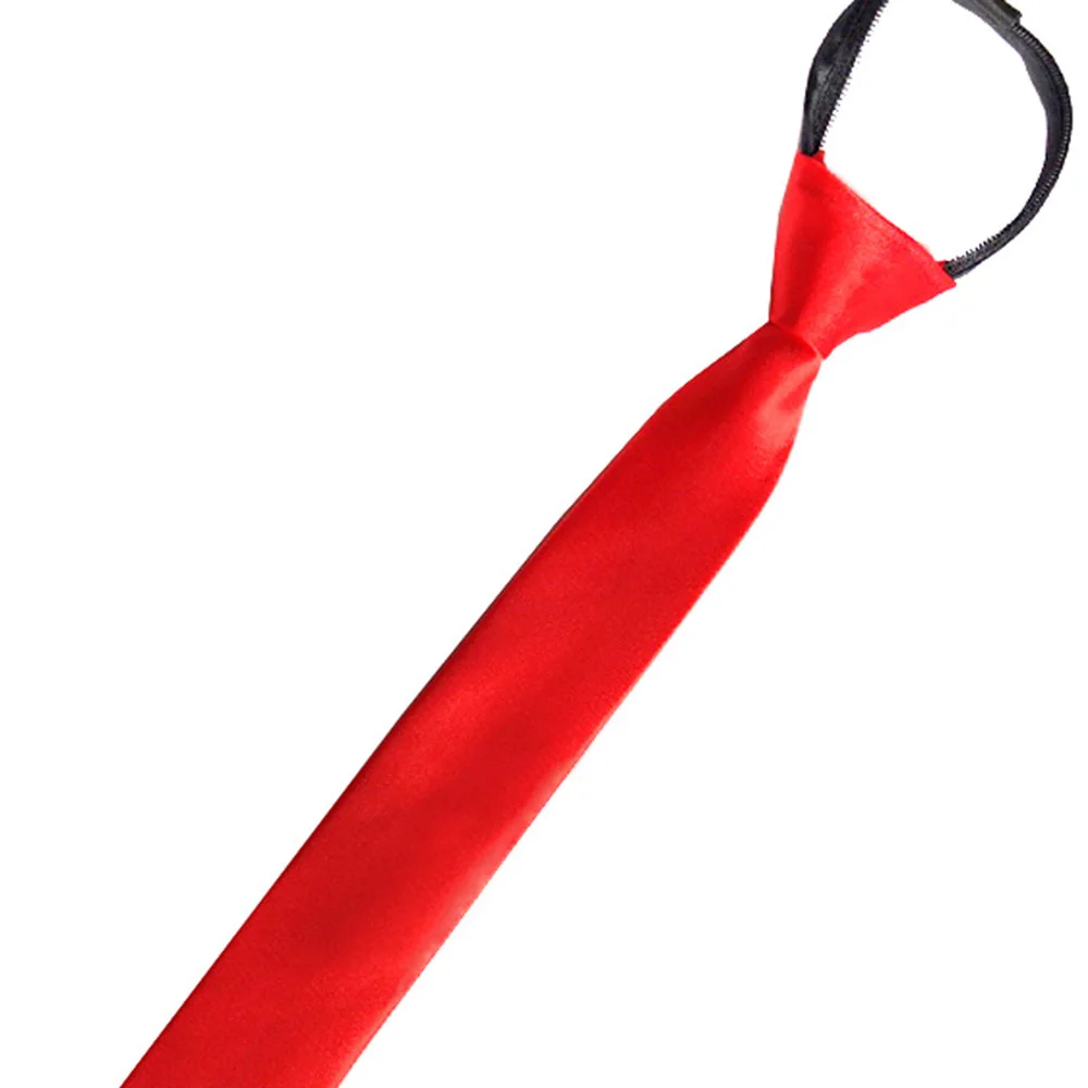 Men's Formal Zipper Necktie Red Dark Blue Black Color Polyester Satin Tie For Men Vintage Decoration Necktie Wedding Accessories