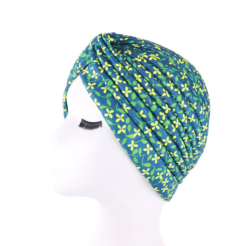 2022 New Print African Headtie Turban Cap Soft Stretch Twisted Pleated Beanie Head Wrap for Women Chemo Bonnet