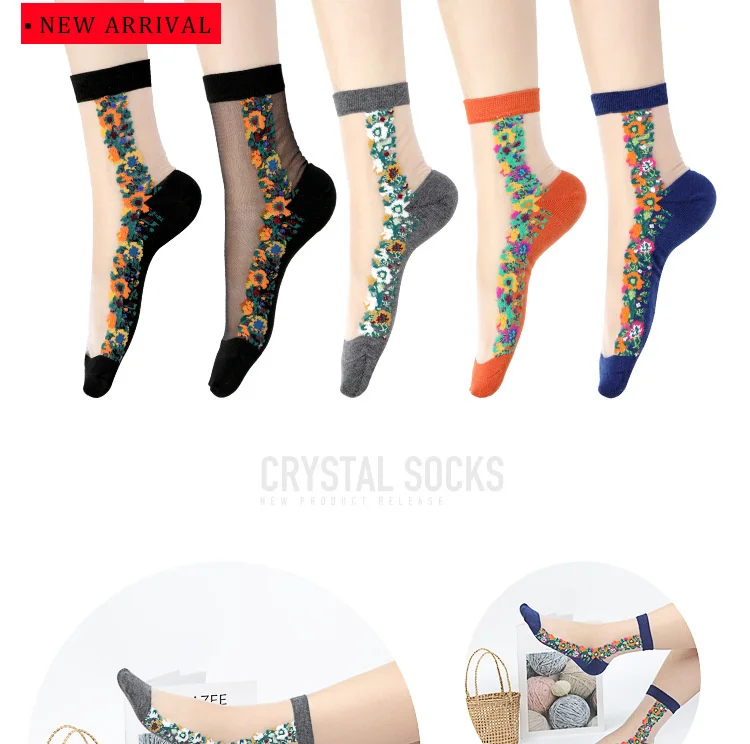 Sexy fishnet Women Lace Ruffle Soft Comfy Sheer Silk Elastic Mesh Knit Frill Trim Transparent Ankle funny socks 1pair=2pcs