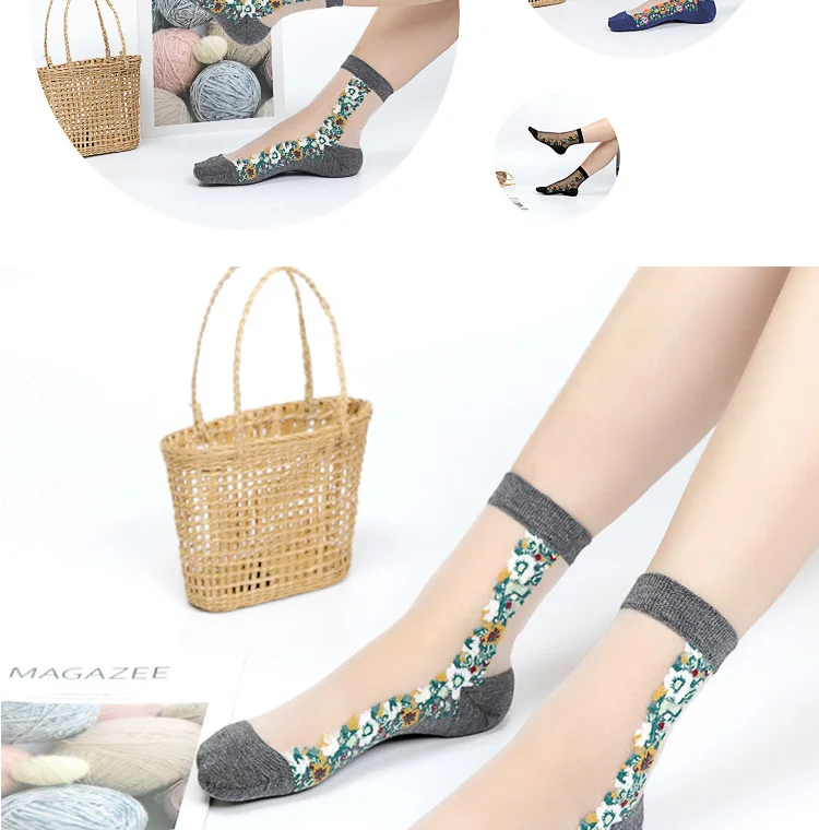 Sexy fishnet Women Lace Ruffle Soft Comfy Sheer Silk Elastic Mesh Knit Frill Trim Transparent Ankle funny socks 1pair=2pcs