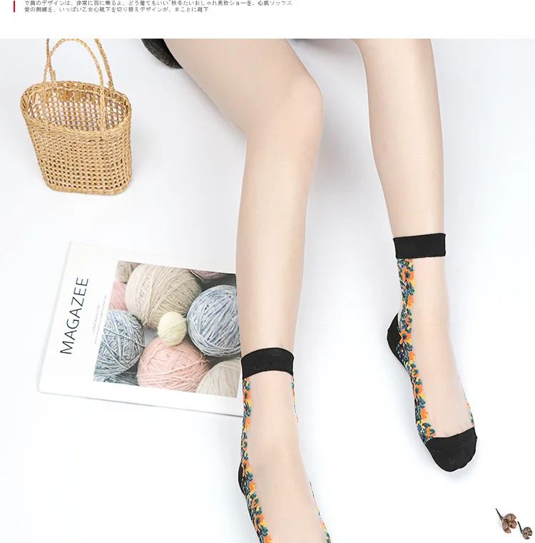 Sexy fishnet Women Lace Ruffle Soft Comfy Sheer Silk Elastic Mesh Knit Frill Trim Transparent Ankle funny socks 1pair=2pcs