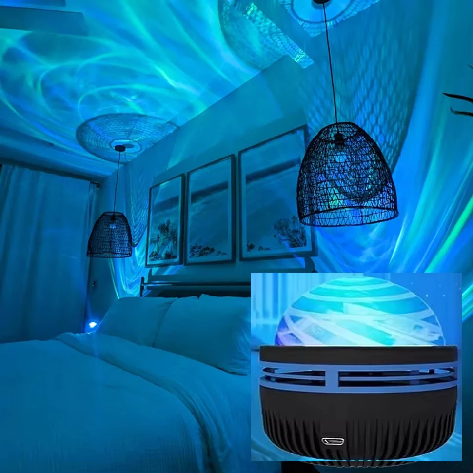 1pc Star Projector, Galaxy Projector, Water Ocean Wave Projector For Bedroom Night Light  Room Decor With 7-Colors Patterns