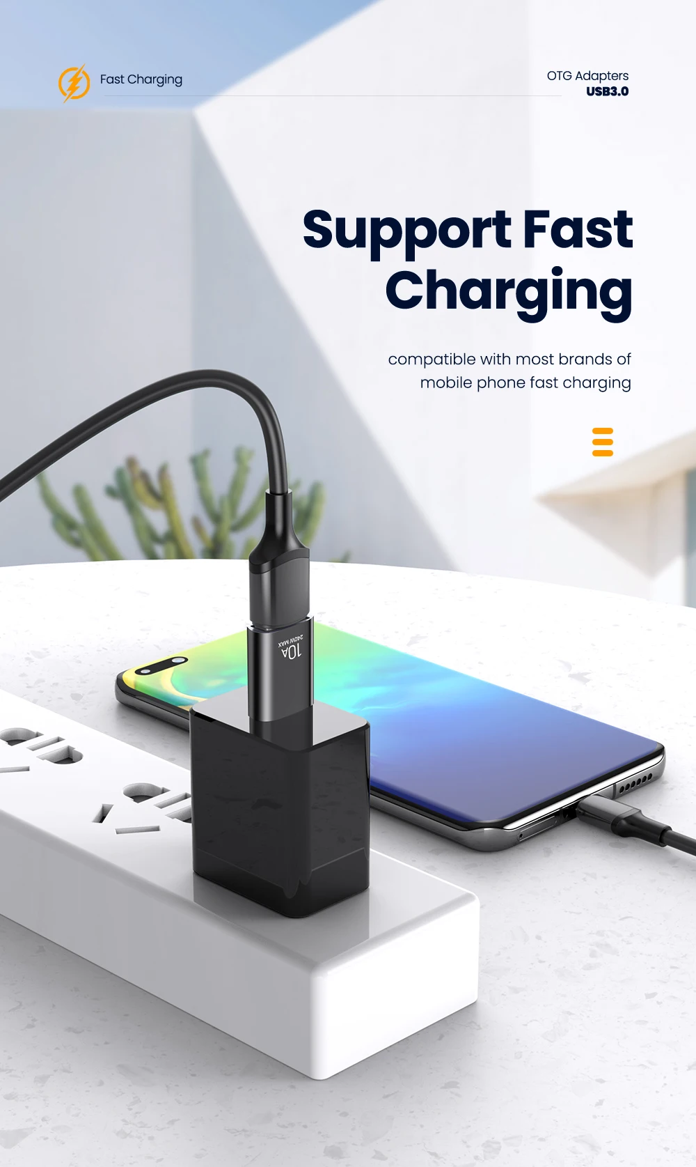 Elough 10A USB Type C To USB A Adapter USB 3.0to Type C OTG Converter Connector For Macbook iPad Huawei Xiaomi Samsung