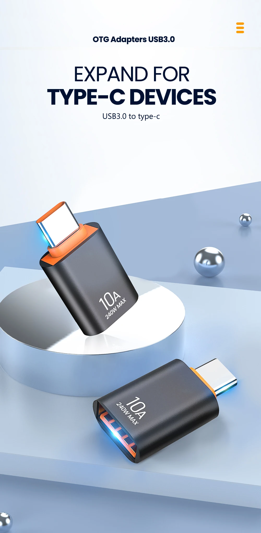 Elough 10A USB Type C To USB A Adapter USB 3.0to Type C OTG Converter Connector For Macbook iPad Huawei Xiaomi Samsung
