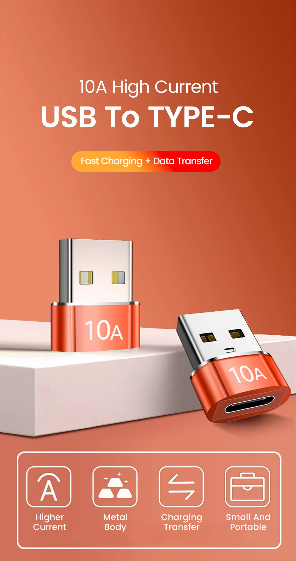 Elough 10A USB Type C To USB A Adapter USB 3.0to Type C OTG Converter Connector For Macbook iPad Huawei Xiaomi Samsung