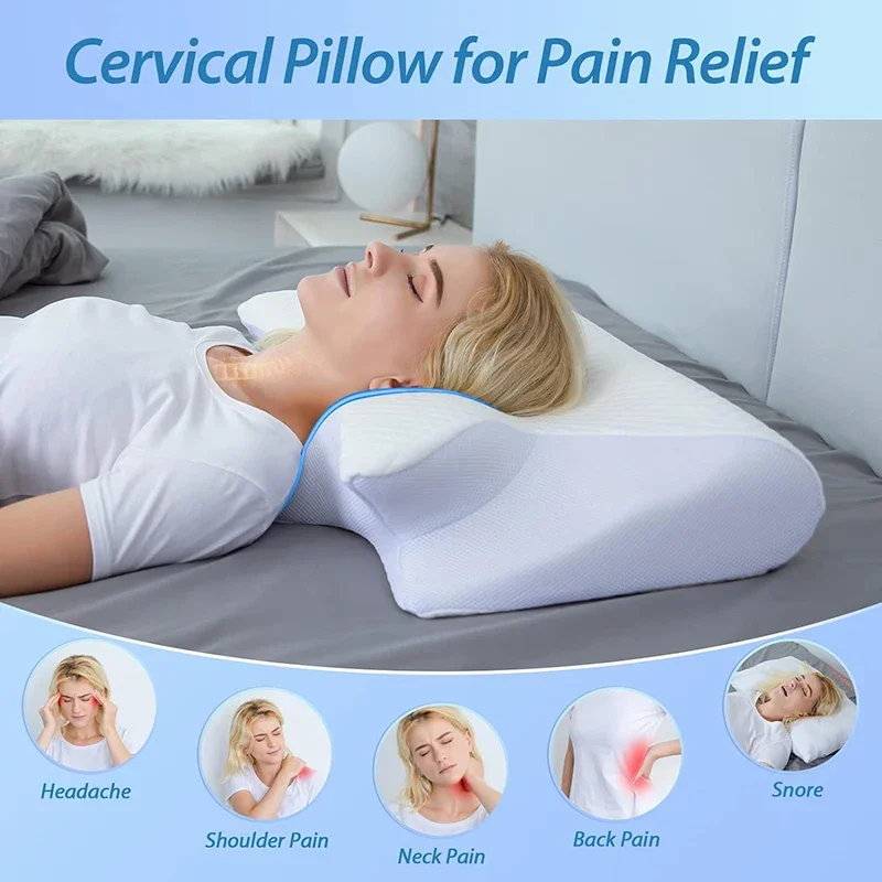 Sleep Memory Pillow Butterfly Memory Foam Neck Pillows Contoured Sleep For Neck Pain Relief Stomach Support Comfortable Pillow