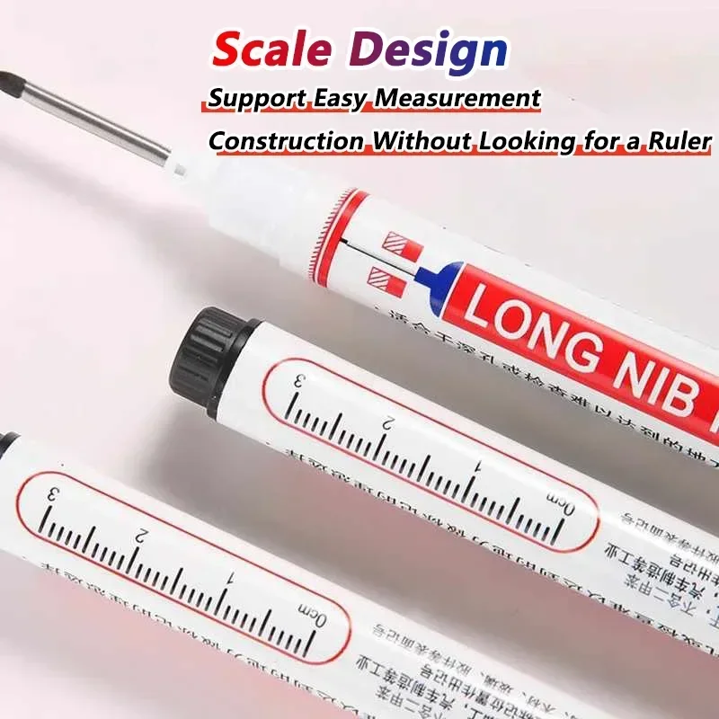 iLMH 1-40PCS Deep Hole Long Nib Head Markers For Metal Perforating Pen Waterproof Bathroom Woodworking Decoration Multi-Purpose
