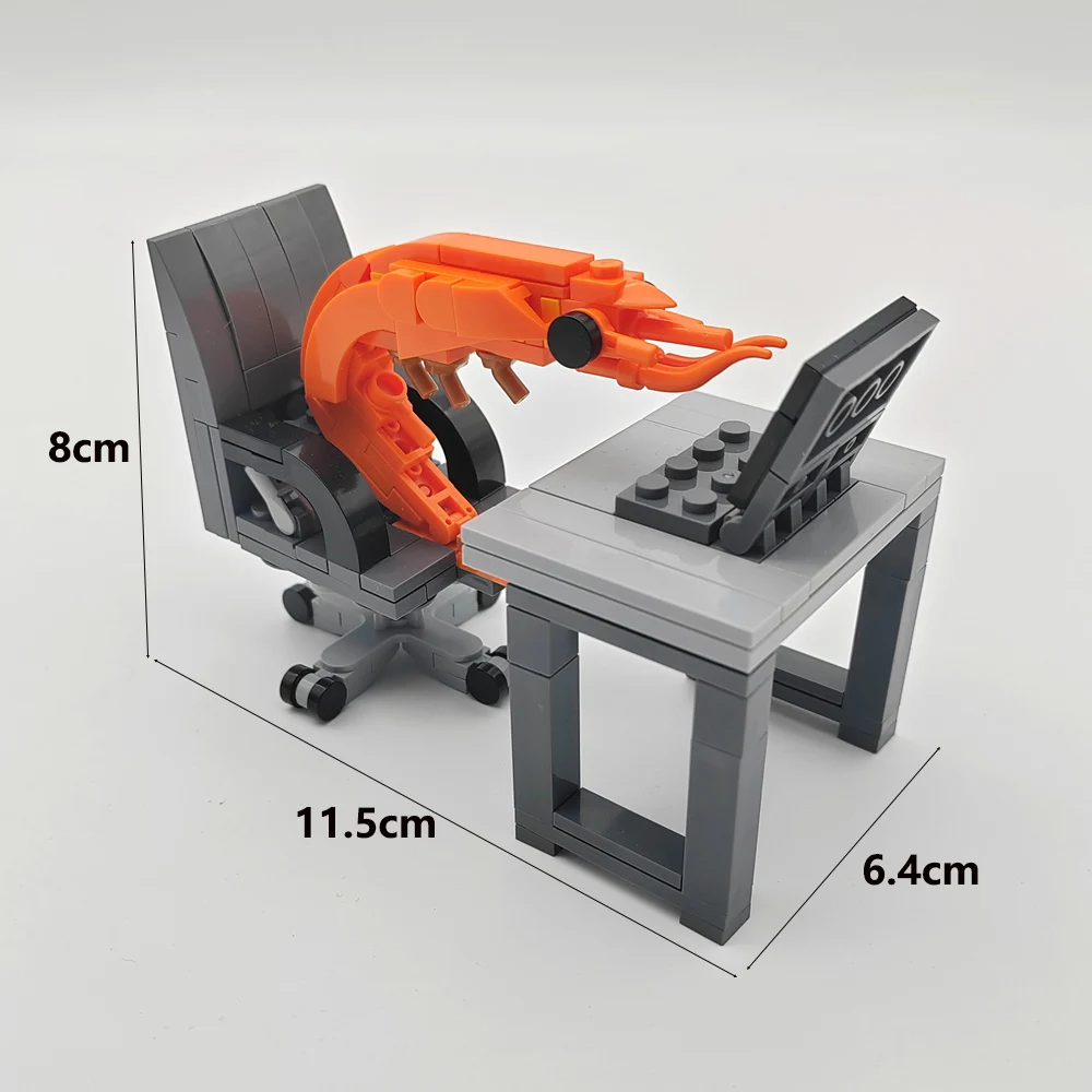 MOC Building Block Shrimp Model Figurines, Puzzle Assembly, Boys and Girls Randomly Mixing, Internet Celebrity Creative Parodies