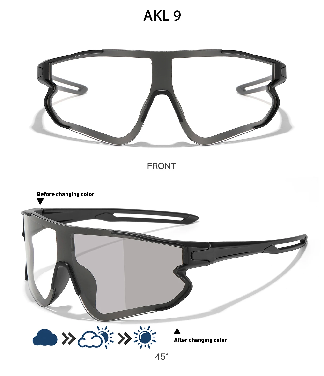 Men Women Photochromic Motorcycle Glasses Outdoor Sports Big Frame Windproof Cycling Running Hiking Goggles