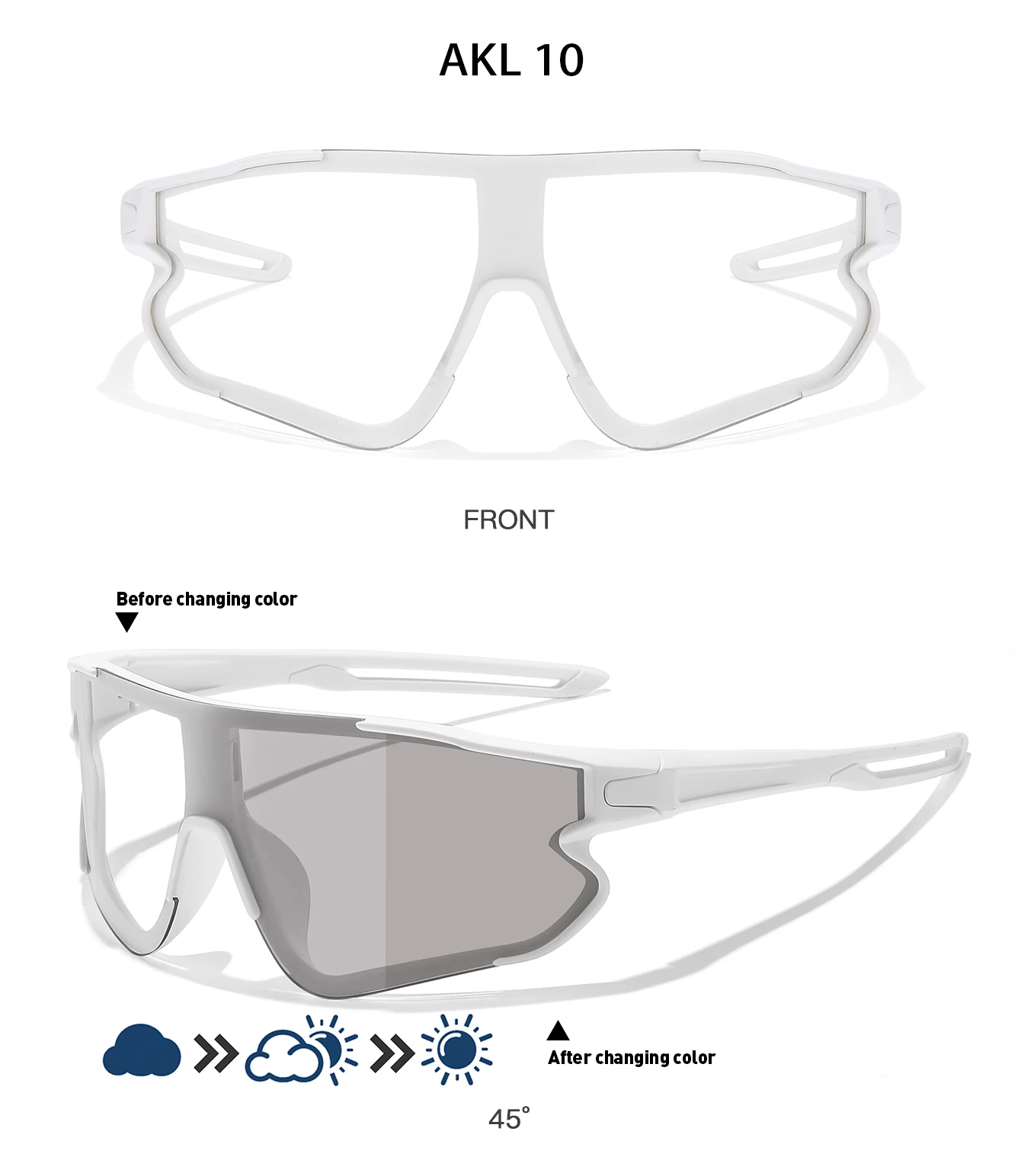 Men Women Photochromic Motorcycle Glasses Outdoor Sports Big Frame Windproof Cycling Running Hiking Goggles