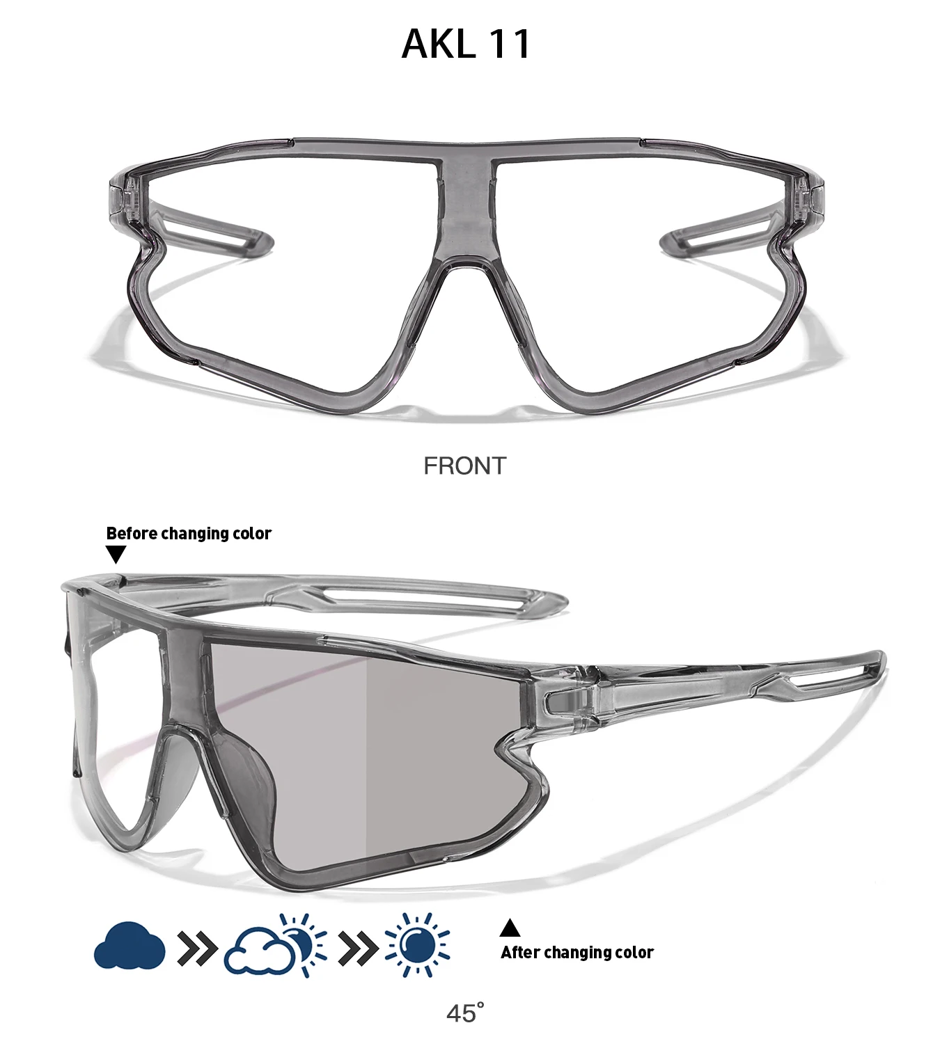 Men Women Photochromic Motorcycle Glasses Outdoor Sports Big Frame Windproof Cycling Running Hiking Goggles