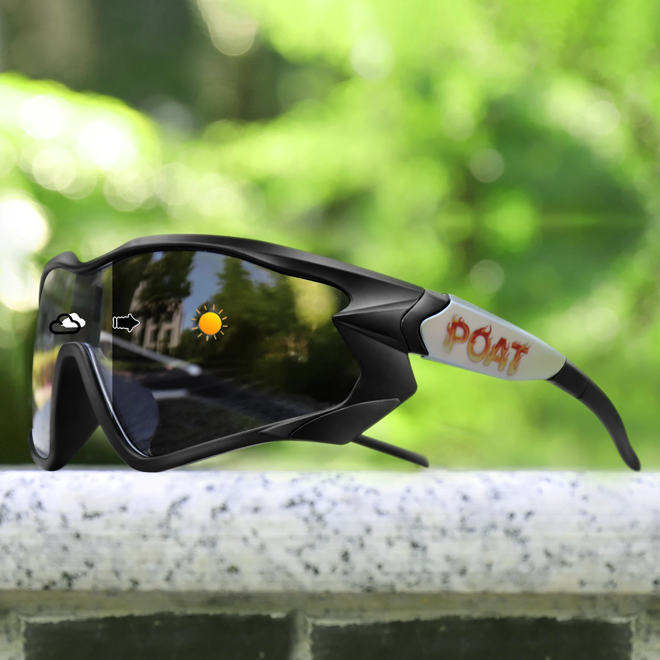 Men Women Photochromic Motorcycle Glasses Outdoor Sports Big Frame Windproof Cycling Running Hiking Goggles