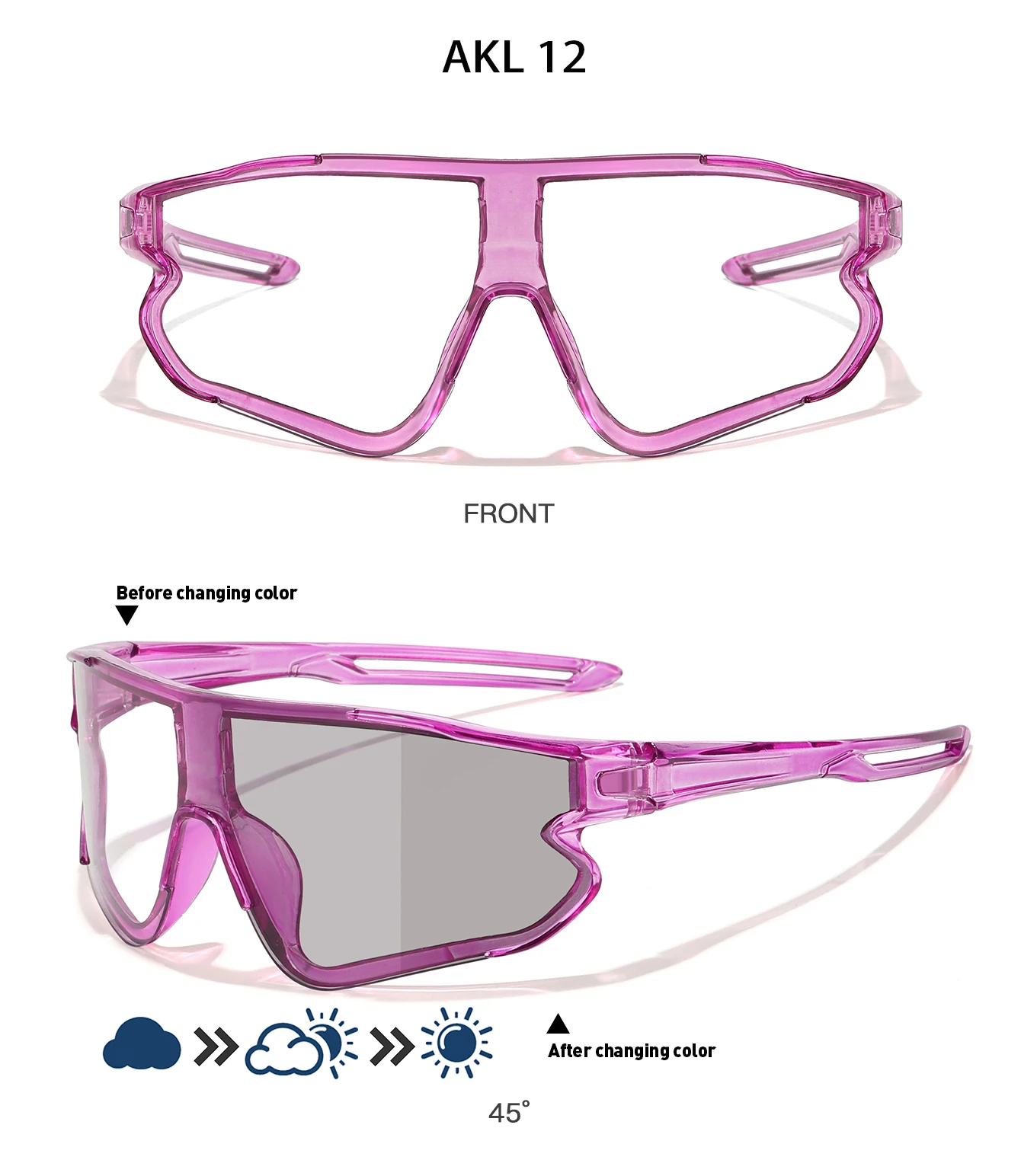 Men Women Photochromic Motorcycle Glasses Outdoor Sports Big Frame Windproof Cycling Running Hiking Goggles
