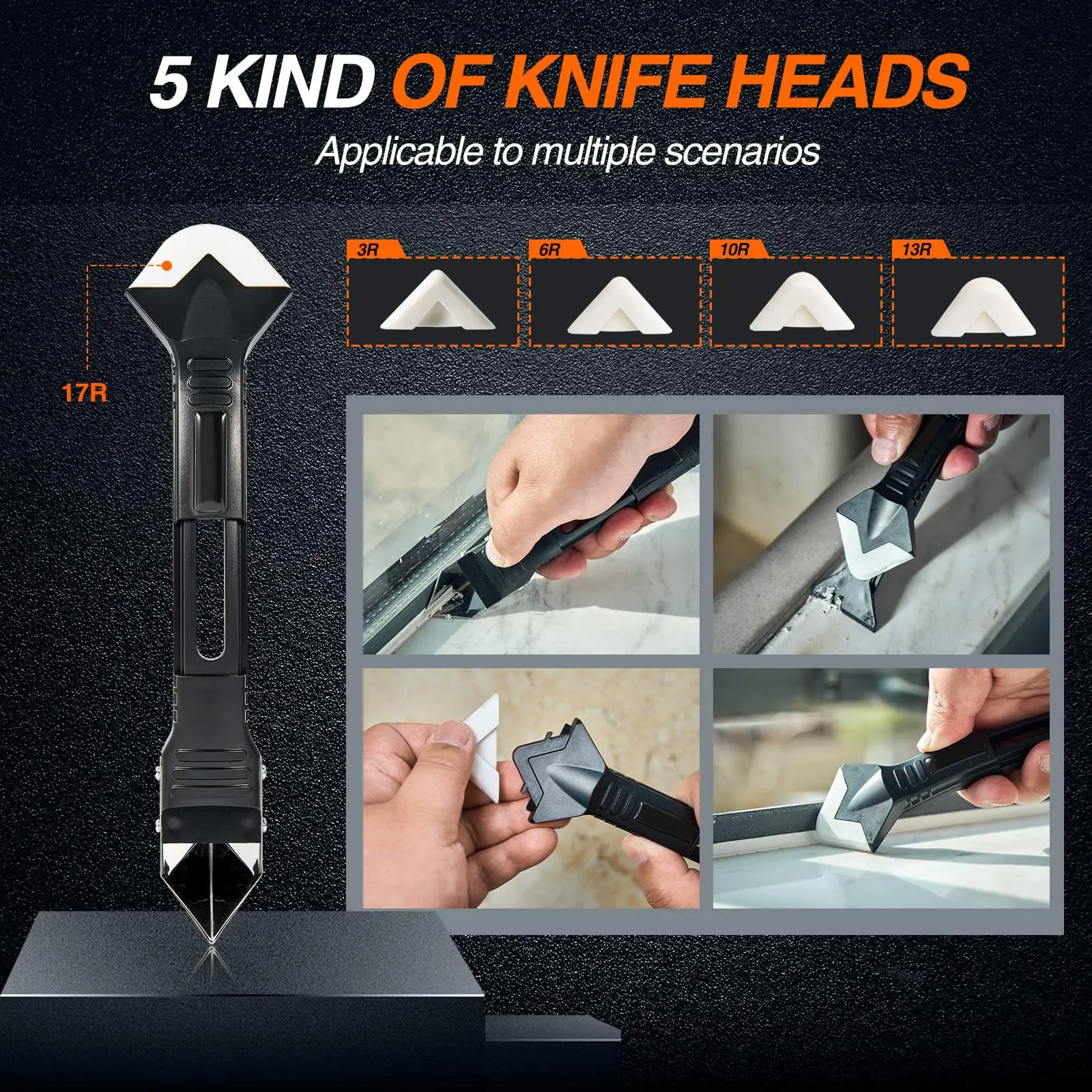 Silicone Scraper Squeegee Glue Remover Knife Caulking Angle Beauty Crack Trowel Tool Grout Scraper Kit 5in1 Multifunctional Home