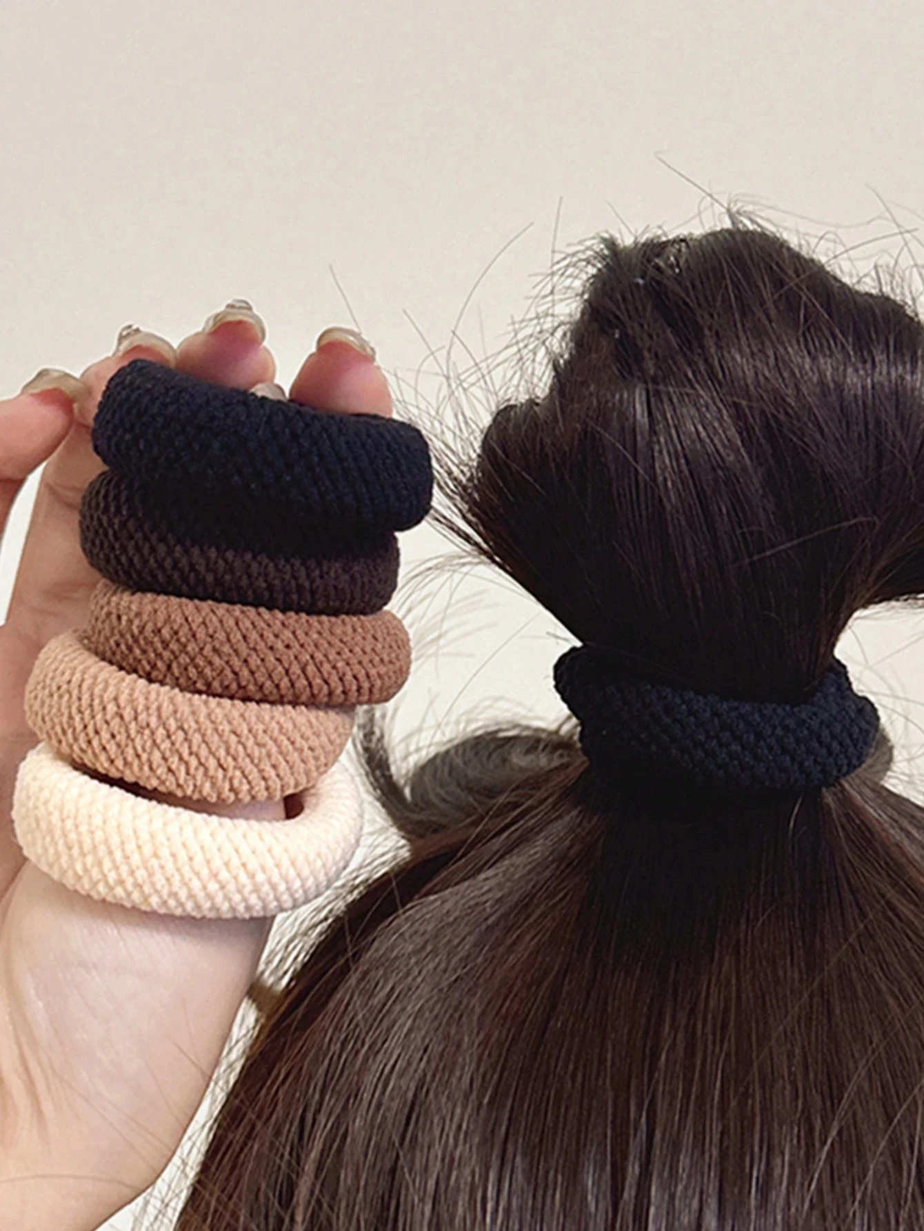 5/10 Mix Color High Elasticity Thickened Versatile Simple Scrunchies, Hair-Friendly (Random Color) Hair Ties Hair Rope