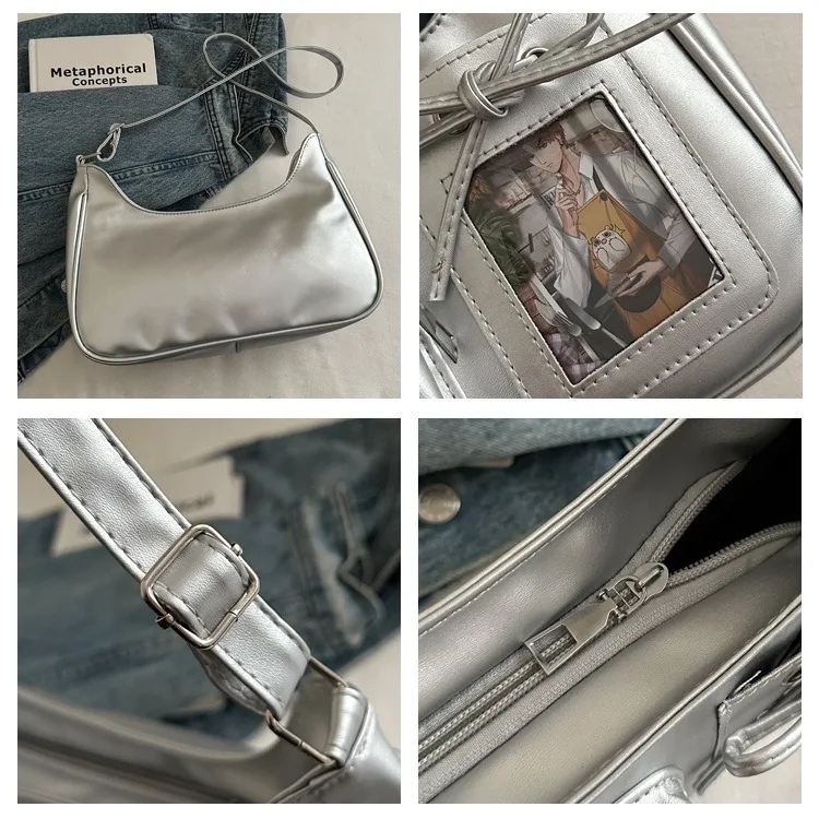 Y2k Harajuku Shoulder Bag Women Korean Transparent Ita Bag School Crossbody Bag Female Japanese Designer Preppy Handbag Purse