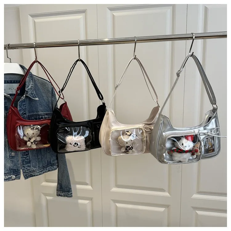 Y2k Harajuku Shoulder Bag Women Korean Transparent Ita Bag School Crossbody Bag Female Japanese Designer Preppy Handbag Purse