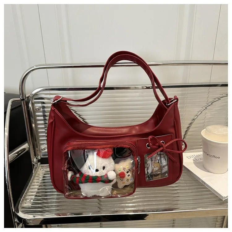 Y2k Harajuku Shoulder Bag Women Korean Transparent Ita Bag School Crossbody Bag Female Japanese Designer Preppy Handbag Purse