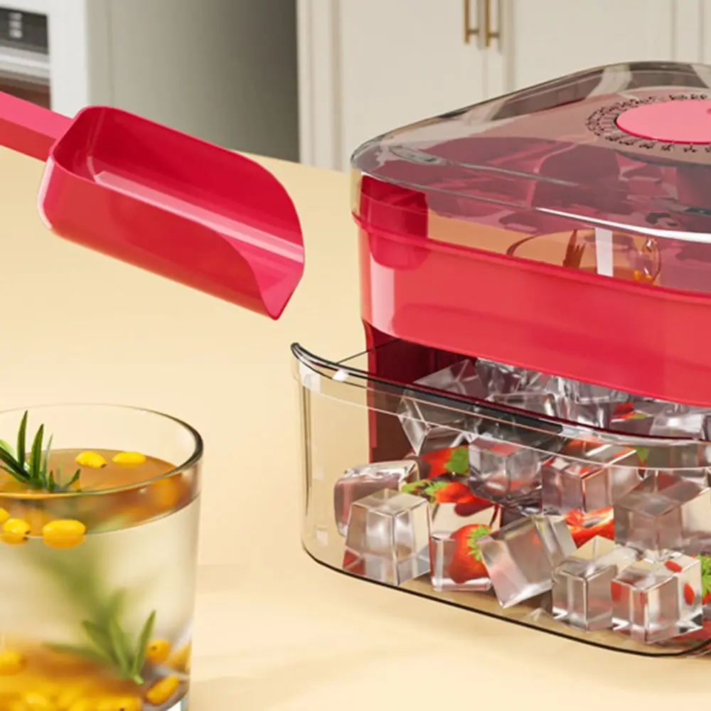 50-Cube Ice Maker with Easy Press Cap Double Layer Ice Cube Maker Refrigerator Household Ice Storage Ice Box