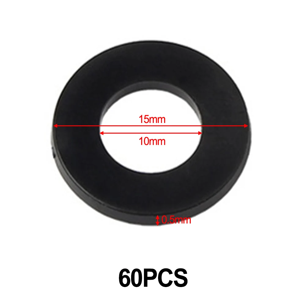 60pc Fitting Rings Washer White Plastic For Door Hinge 0.5-1.2mm Nylon Gasket High Temperature Insulation Flat Gasket