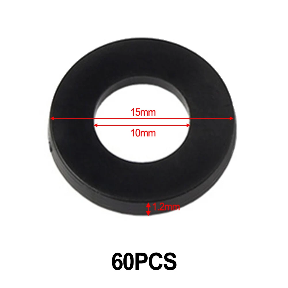 60pc Fitting Rings Washer White Plastic For Door Hinge 0.5-1.2mm Nylon Gasket High Temperature Insulation Flat Gasket