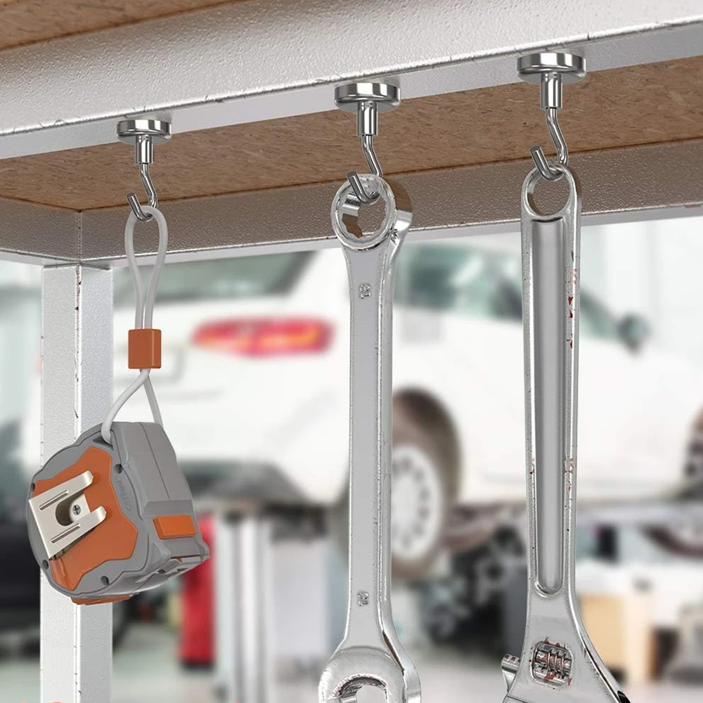 10/20Pcs Super Strong Neodymium Powerful Magnetic Hooks Ring Metal Magnet with Curved Hook Hanger for Hanging,Fridge,Wall,Key