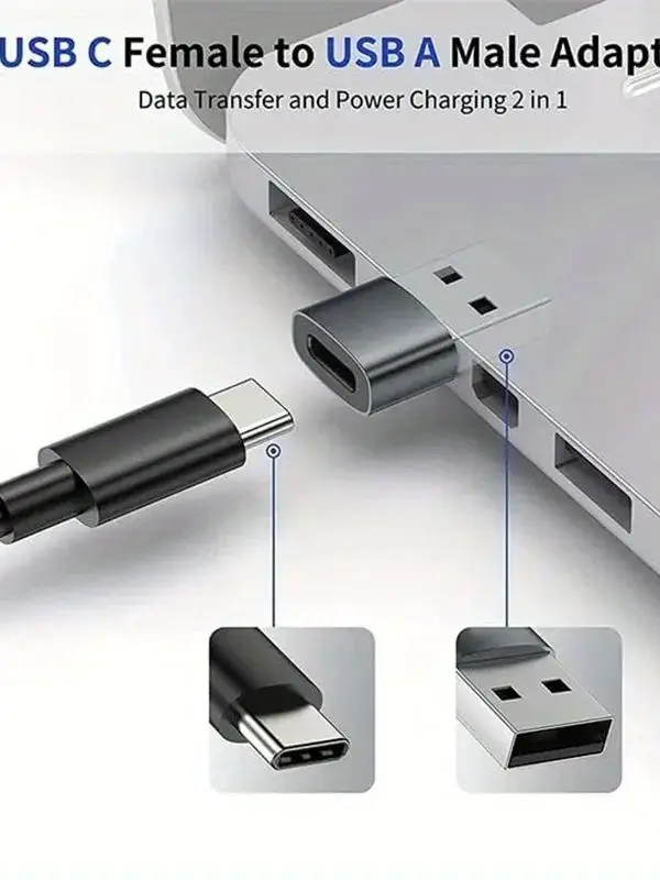 3-Pack USB to USB C Adapter, USB C Female to USB Male Super Fast Charging and OTG Converter Compatible with iPhone 15/14/13/12 P
