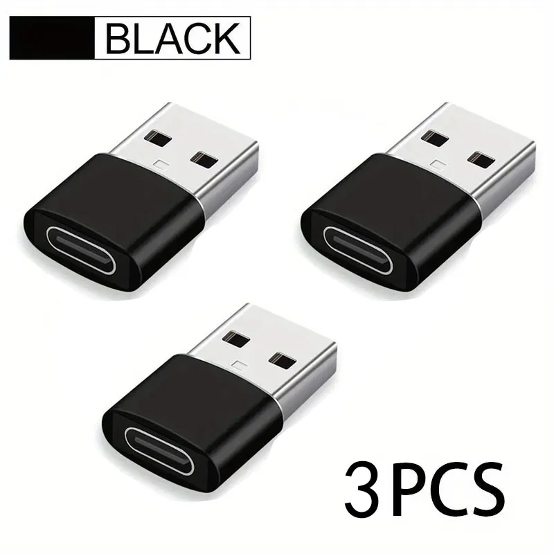 3-Pack USB to USB C Adapter, USB C Female to USB Male Super Fast Charging and OTG Converter Compatible with iPhone 15/14/13/12 P