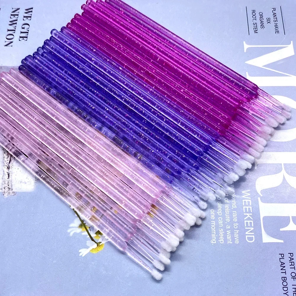 100pcs Micro Brush Crystal Lash Removing Swab Microbrush Mascara Wands Applicator Eyelash Extension Makeup Brushes Tools