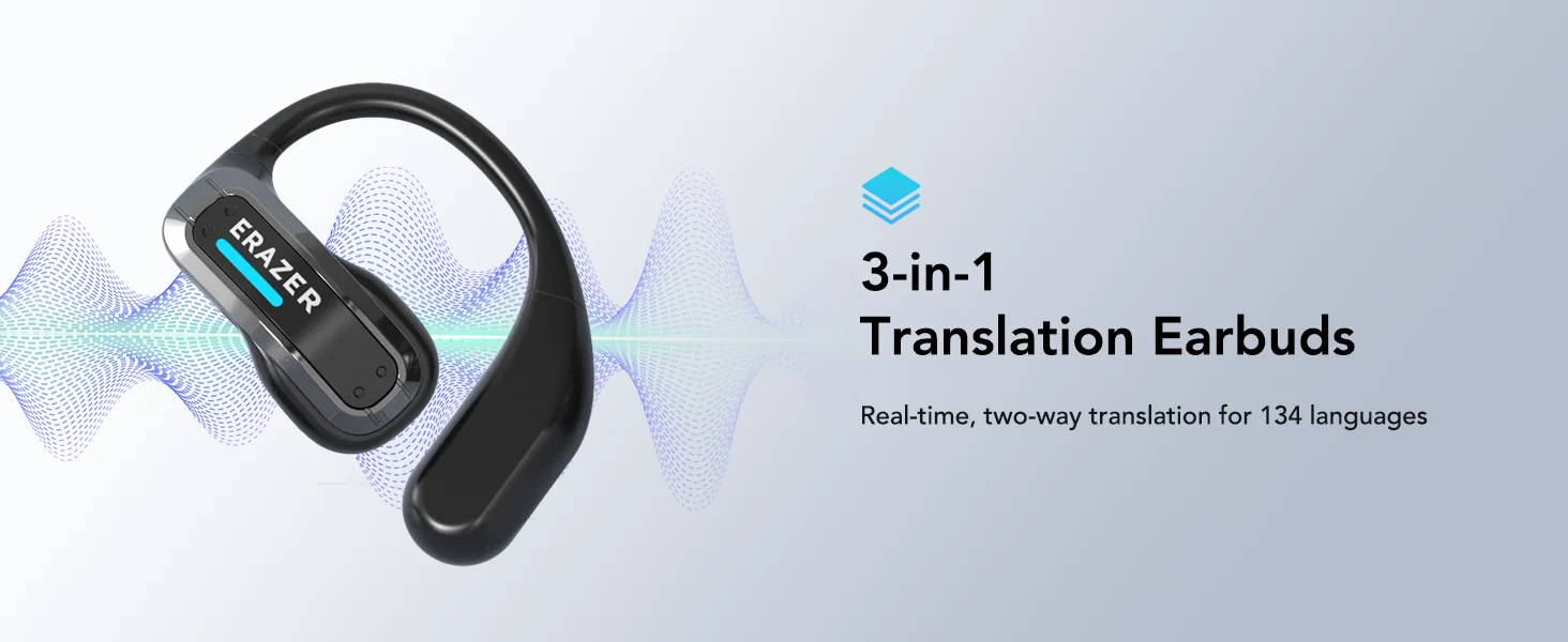 ERAZER X8 AI Translator Earbuds Gaming Bluetooth 5.4 Wireless Headphones Low Latency HD Call Earphones with Mic Waterproof