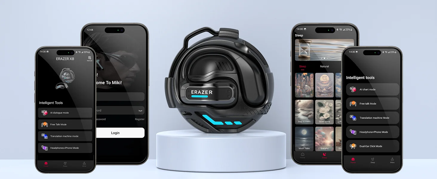 ERAZER X8 AI Translator Earbuds Gaming Bluetooth 5.4 Wireless Headphones Low Latency HD Call Earphones with Mic Waterproof