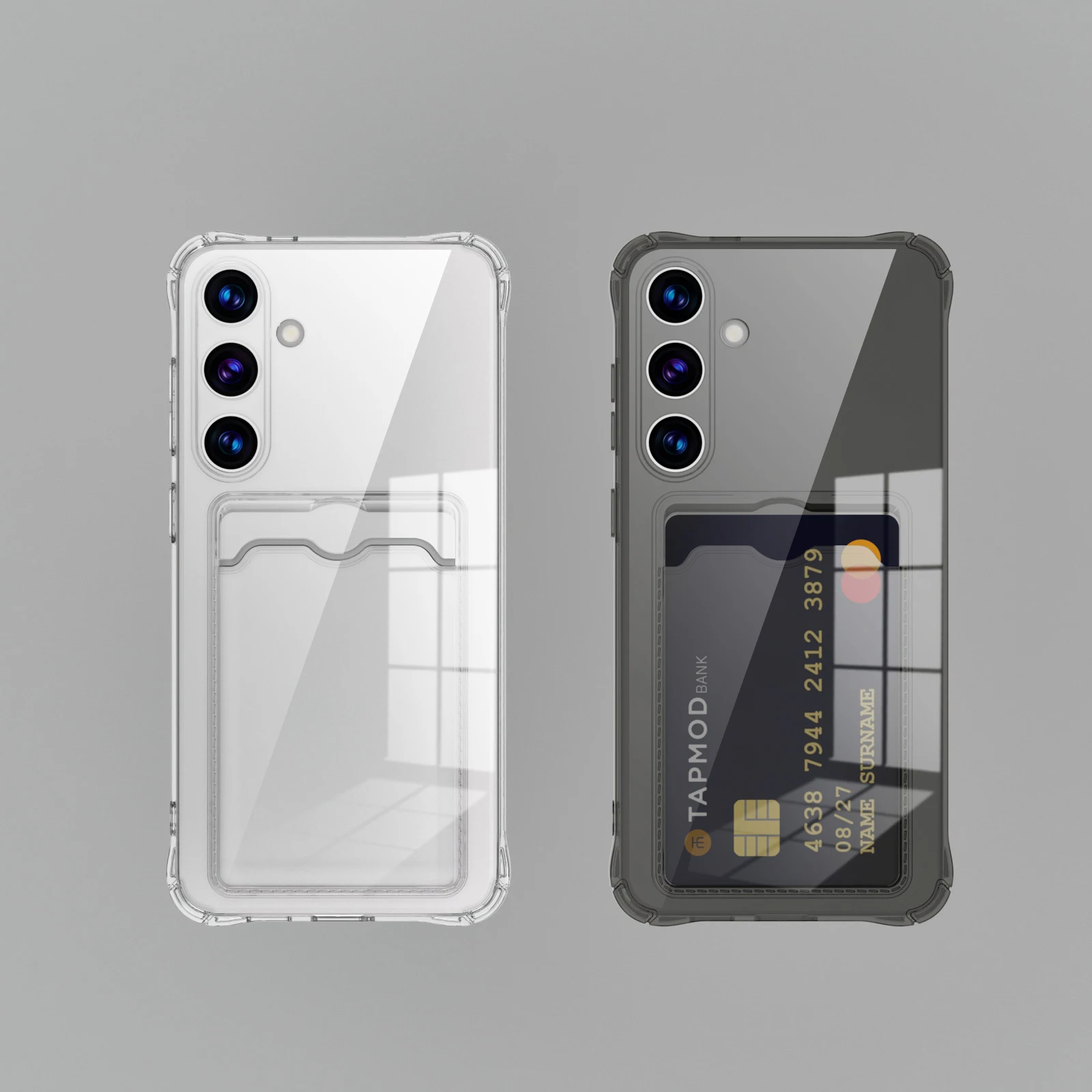 Transparent Card Slot Silicone Case For Samsung Galaxy S26 S25 Edge S24 S23 S22 S21 Plus Note 20 Ultra S20 FE Protection Cover