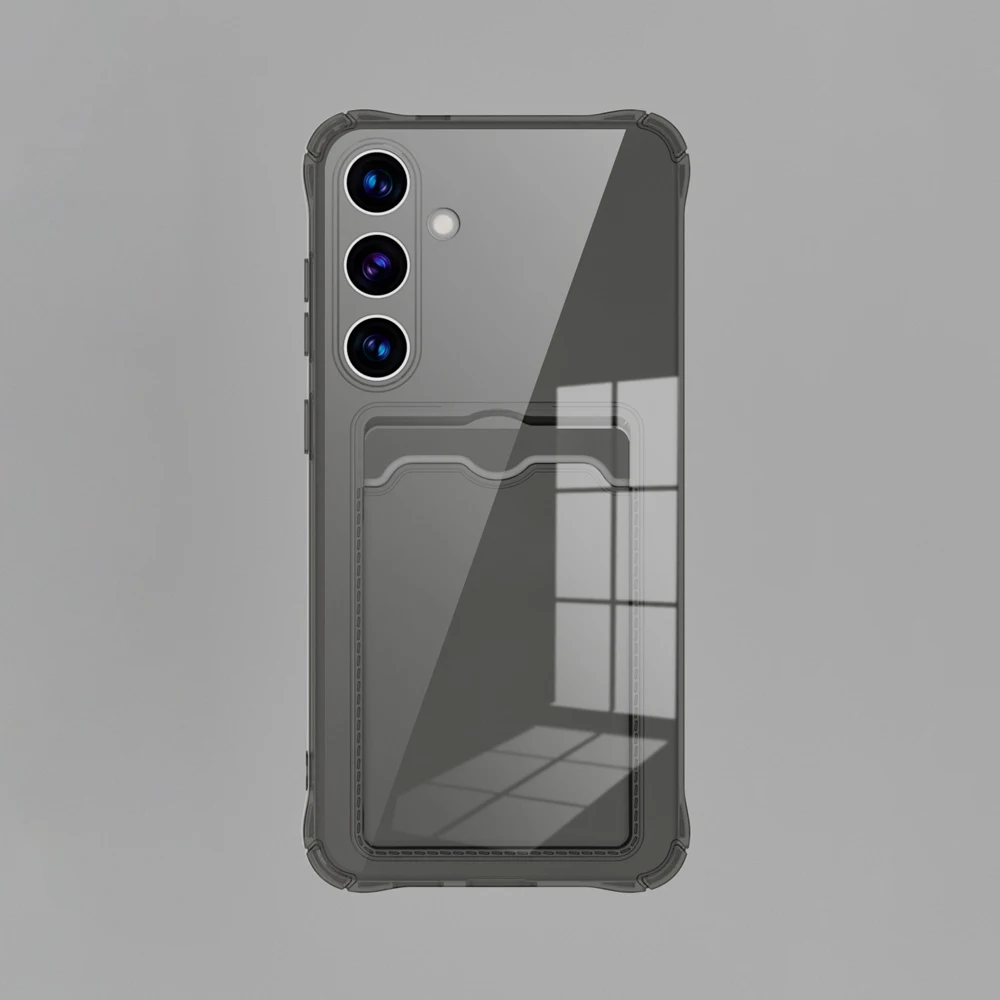 Transparent Card Slot Silicone Case For Samsung Galaxy S26 S25 Edge S24 S23 S22 S21 Plus Note 20 Ultra S20 FE Protection Cover