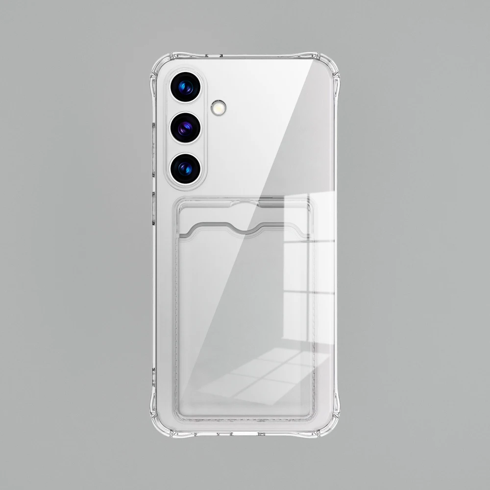 Transparent Card Slot Silicone Case For Samsung Galaxy S26 S25 Edge S24 S23 S22 S21 Plus Note 20 Ultra S20 FE Protection Cover
