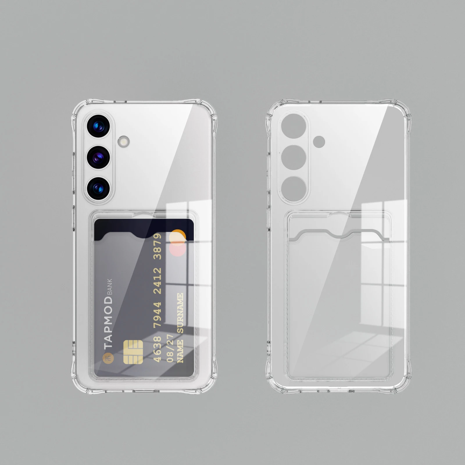 Transparent Card Slot Silicone Case For Samsung Galaxy S26 S25 Edge S24 S23 S22 S21 Plus Note 20 Ultra S20 FE Protection Cover