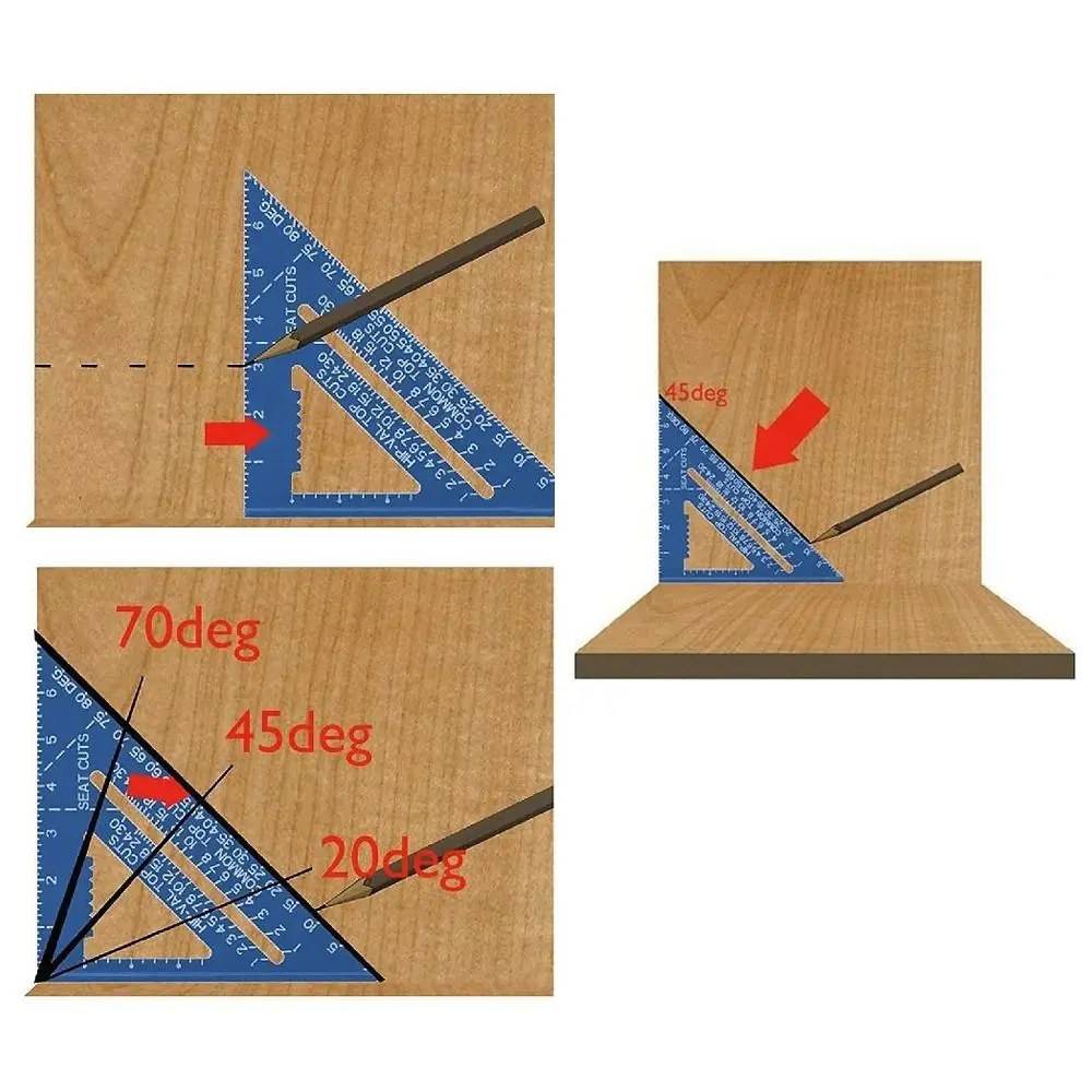 Aluminium Alloy 7Inch Triangle Ruler Inch Metric Angle Ruler Protractor Square Measurement & Gauging Tools Precision
