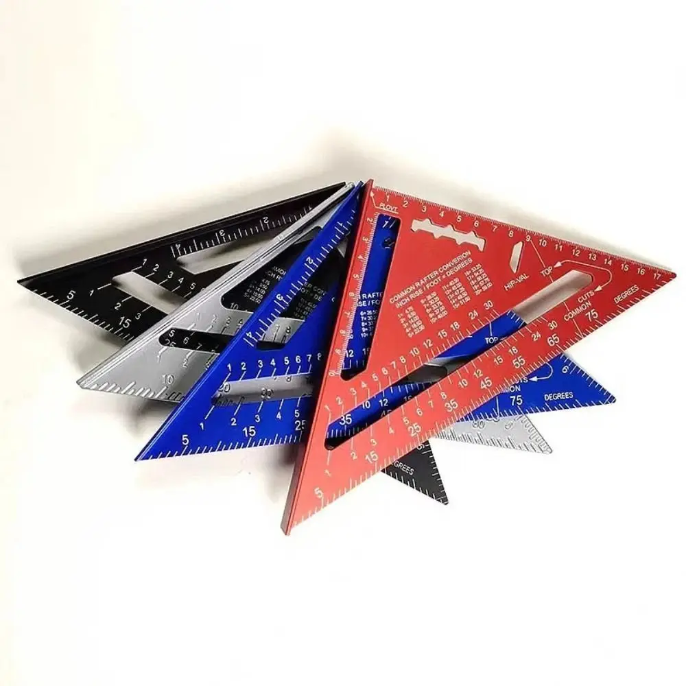 Aluminium Alloy 7Inch Triangle Ruler Inch Metric Angle Ruler Protractor Square Measurement & Gauging Tools Precision