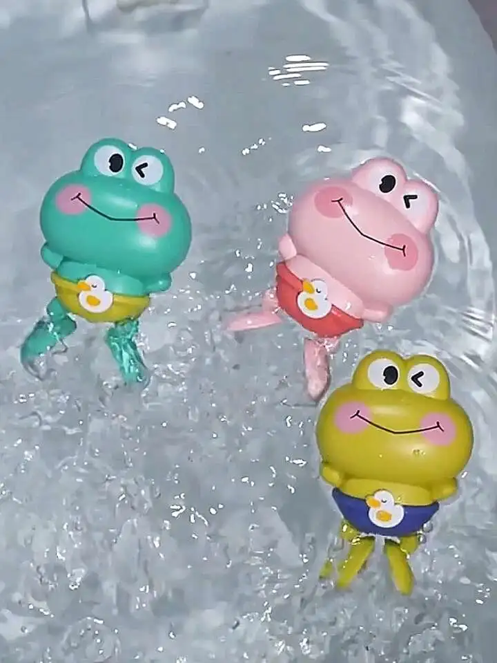 Wind-Up Swimming Frog Bath Toys for Toddlers, No Battery Mold-Free ABS Montessori Water Toy for Kids